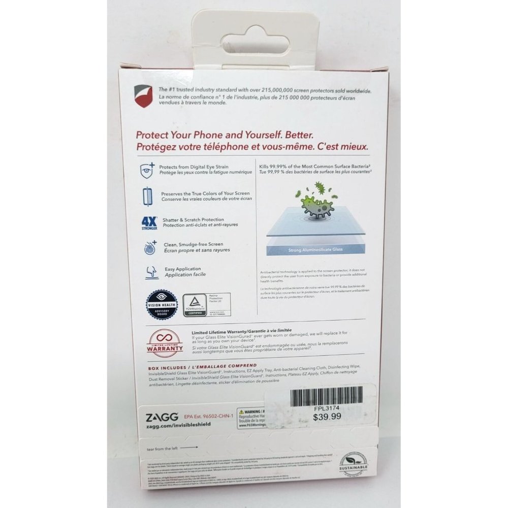 Zagg Glass Elite VisionGuard+ Screen Protector for iPhone 13 Mini / 12 Mini NEW - Picture 2 of 2
